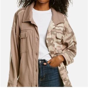 Women's Tan Camo Sweater Jacket